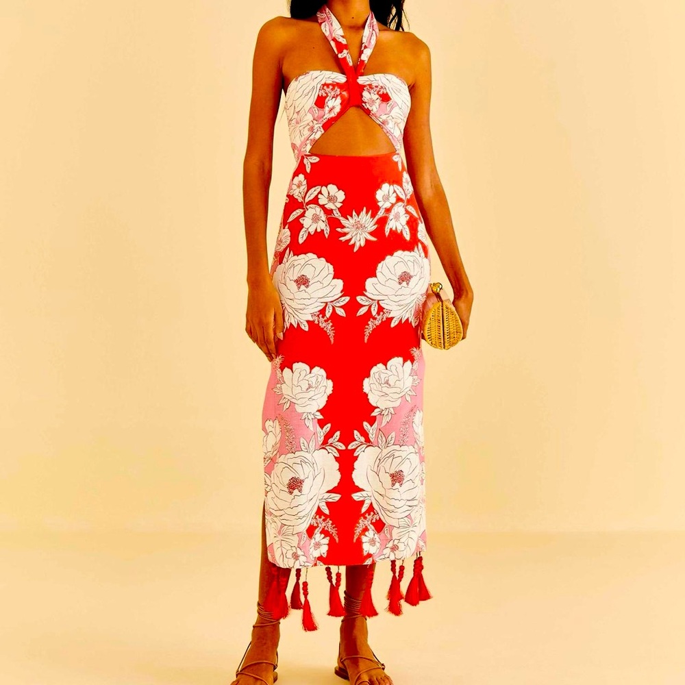 Farm Rio NWT Pink Soft Garden Halter Dress